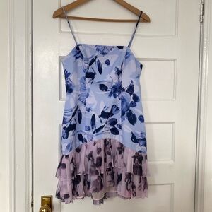 Free People x Fame and Partners floral mini dress with ruffled pleats